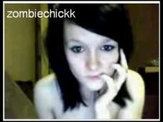 Zombie chick posing naked on Tinychat