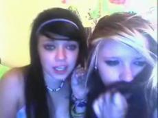 Two emo girls strip on Chatroulette