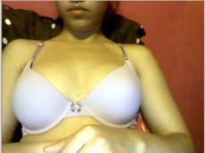 Busty amateur teen plays with bushy pussy on Chatroulette