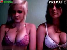 Two busty teens flashing on Stickam